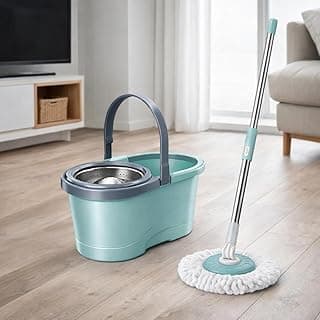 MOP INOX BALDE DUPLO COM RODINHA ESFREGAO 360 GIRATORIO CESTO PROFISSIONAL GRANDE 12 LITROS RODO VASSOURA 2 EM 1 LIMPA SECA