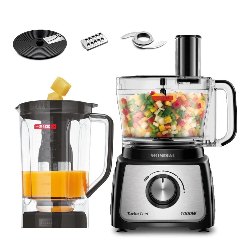 MONDIAL Multiprocessador Turbo Chef 5 em 1, Preto, 1000W, 110V - MPN-01-B