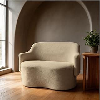 Namoradeira sofá 2 lugares bege design moderno minimalista estofada sala estar recepção escritório