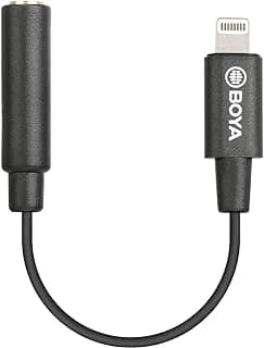 BOYA Cabo adaptador de microfone TRRS fêmea de 3,5 mm para conector Lightning certificado MFi, adaptador de fones de ouvido para iPhone 12 Mini 12 Pro Max 11 Pro Max X XR XS iPhone 7 7P 8 8P