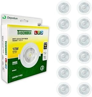 Kit 12 spots LED embutir 10W branco quente 3000K Taschibra Depolux