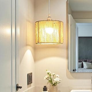 Luminária pendente artesanal em sisal, 20cm, ideal para cabeceira, hall e lavabo