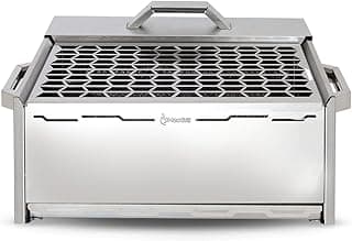 Churrasqueira ecológica de aço inox Ecolong para apartamentos, 45x30cm, sem fumaça, com grelha hexagonal preta.