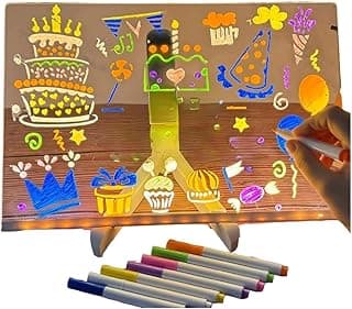 Quadro LED Luminoso, 20x30cm, com 7 Canetinhas Neon, Suporte e Cabo USB, para Mensagens e Desenhos Personalizados, Iluminação Decorativa, Presente para Crianças