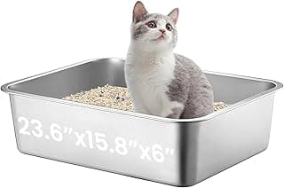 Caixa de areia para gatos de aço inoxidável 60 x 40 x 15 cm