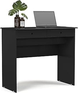 Escrivaninha Bancada para Notebook Quarto Mesa de Computador Home Office Estudo Estação de Trabalho com 2 Gavetas (Preto)