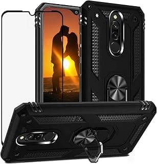 Capa protetora preta para Xiaomi Redmi 8A/8, resistente com vidro temperado