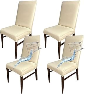 Kit 4 Capas de Cadeira 100% Impermeável Encaixe Perfeito (Marfim)