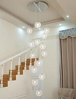 Lustre minimalista pendente com luzes redondas transparentes para sala de estar