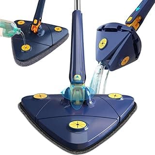 Mop Giratório Limpeza Triangular Esfregão Rodo Mágico Banheiro Chão Janela Teto Faxina + Esponja