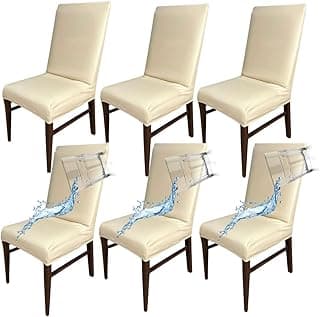 Kit 6 Capas de Cadeira 100% Impermeável Encaixe Perfeito (Marfim)