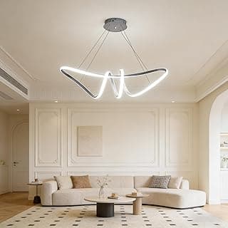 Luminária pendente LED branca em forma de 'W' para sala de estar
