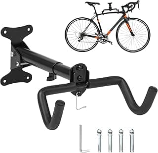 Suporte de Parede Ajustável para Bicicleta Preto com Bicicleta Dobrável