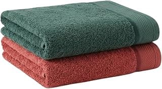 Kit 2 Toalha de Banhão Eleganz 100% Algodão 500g/m² Super Macia, Alta Absorção, Tamanho Grande 72x150cm (Verde - Terracota)