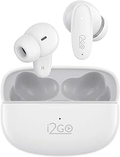 Fone de ouvido Bluetooth branco i2GO TWS com estojo de carregamento