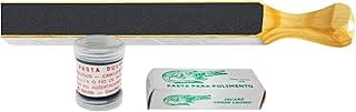 Kit de afiação e polimento com strop de couro, pasta diamantada e pasta abrasiva jacaré verde cromo