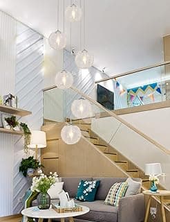 Luminária pendente minimalista em espiral com 6 lâmpadas para sala de estar