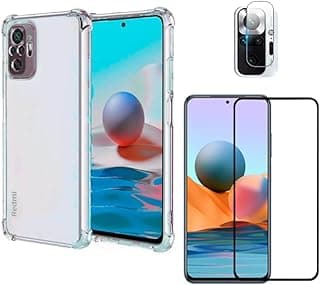 Kit 3 em 1 para celular Xiaomi Redmi Note 10/10S com capa, película de tela e película para câmera