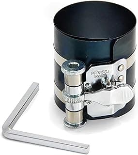 Powerbuilt Compressor de anel de pistão, 5 cm a 12 cm de diâmetro, pistões de compressão, trava de catraca, alavanca de liberação, deslize para o cilindro - 648433, prata