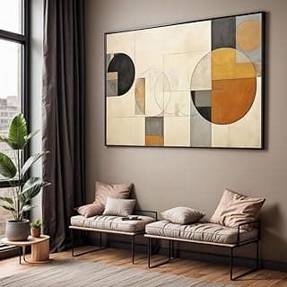 Quadro decorativo geométrico bege e marrom para sala de estar