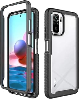 Capa protetora preta e cinza para smartphone Redmi Note 10, resistente e com proteção contra quedas.