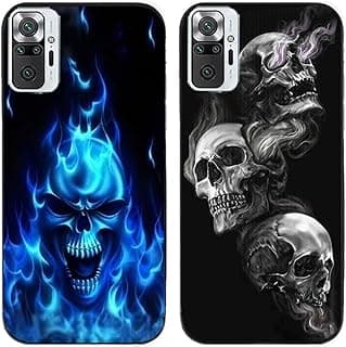 Capa traseira de gel de silicone com design de caveira com chamas para Xiaomi Redmi Note 10 Pro Max/Note 10 Pro (4G)