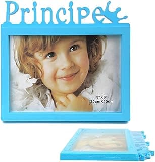 Porta retrato infantil azul com texto 'Príncipe' para foto 20cmx15cm