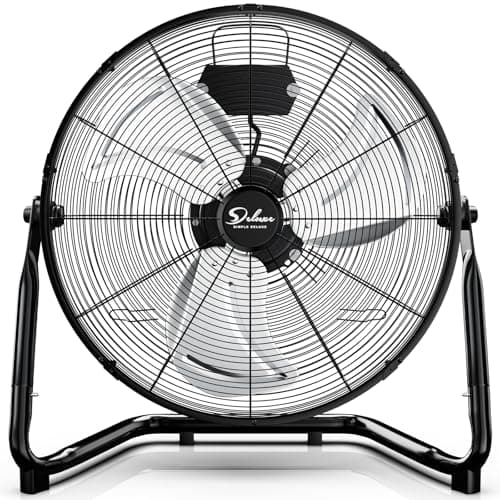 Simple Deluxe Ventiladores de piso industriais de metal resistente de alta velocidade de 3 velocidades, preto