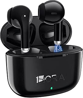 Fone de Ouvido Bluetooth 5.3 1Hora Aut203 Preto com Design Elegante, Áudio Imersivo, Bateria de 5 Horas, Carregamento Rápido com Estojo de 250mAh, Ideal para Trabalho e Atividades ao Ar Livre
