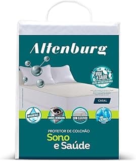 Protetor de colchão Altenburg com elástico, tamanho casal, embalagem verde e branco