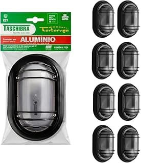 Kit 8 luminárias arandela Tartaruga à prova d'água externa E27 bivolt preto e branco