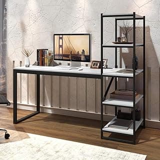 Escrivaninha com Estante 4 Prateleiras Innovare Espresso Móveis Branco