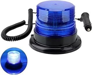 Sinalizador de Emergência LED Azul 12V/24V com Cabo e Adaptador de Energia