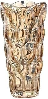 Vaso de vidro grosso com design texturizado dourado, elegante e moderno