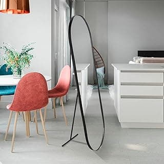 Espelho orgânico pílula 150x50 estilo Pinterest com suporte de chão