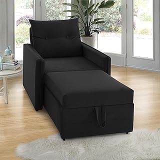 Poltrona Icaria 3 em 1 Poltrona Chaise Cama Preto Estofama