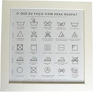 Quadro Guia de Lavagem Roupas Branco com Instruções de Lavagem