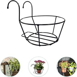 Cesta de Ferro Decorativa com Alças, Aramado, Suporte para Vasos Plantas, Preto