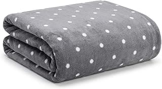 Cobertor Flannel Poá Casal Corttex 1,80 m x 2,20 m Toque Macio 100% Poliéster (Estampa de Bolinhas) (Cinza)