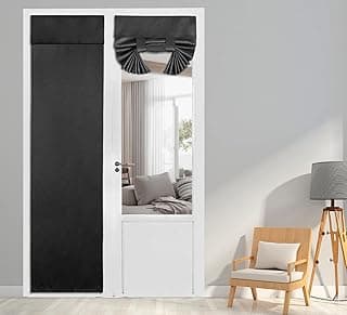 Cortina blackout preta para porta francesa, isolamento térmico, cortina de amarrar, 1 painel, W26XL80