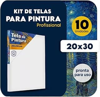 Kit de 10 telas de pintura 20x30cm em canvas, prontas para uso.
