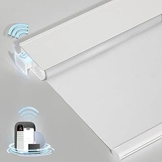 Persiana motorizada inteligente branca com controle remoto, sem perfuração, blackout para janelas, 29 x 72 cm