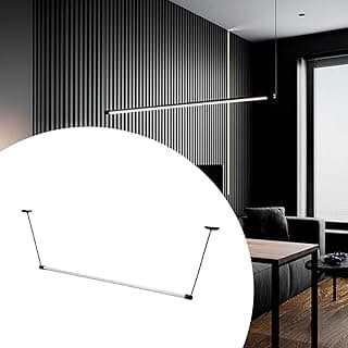 Luminária pendente slim preta para lâmpada LED T8, design minimalista, iluminação para casa, sala, escritório, quarto.
