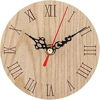 Relógio de parede de fazenda, clássico rústico madeira antiga silencioso operado por bateria, decoração de parede rústica, numerais grandes 12 cm, círculo de metal, movimento silencioso, para