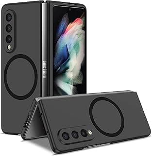 Capa protetora preta com Magsafe para Samsung Galaxy Z Fold 3, mostrando design elegante e proteção da câmera