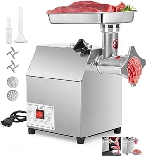 Moedor de carne elétrico 220V 500W em aço inoxidável com carne moída e acessórios