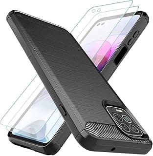 Capa preta para Moto G100 com película de vidro transparente, vista frontal e traseira.