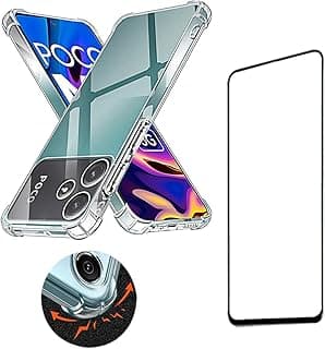 Capa transparente para Poco M6 Pro 5G com película de vidro temperado 3D 9H