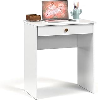 Escrivaninha De Quarto Estilo/Canto/Notebook Com Gaveteiro Puxador Cromado - Quality Móveis cor:Branco