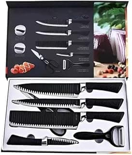 Conjunto de facas de cozinha 6 peças aço inoxidável com cabo ergonômico preto